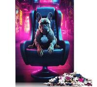 Rompecabezas ciberpunk de Bulldog Francés, Juego de Bricolaje, Rompecabezas de cartón Premium para Mujeres, Hombres, Regalos para el Día del Niño, 1000 Piezas (75 x 50 cm)