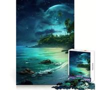 Rompecabezas Cielo Nocturno Océano Azul para Adolescentes 1000 Piezas Potenciador Mental Fácil Relajación Bordes Uniformes Regalo Ideal (38X52CM)