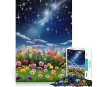Rompecabezas Cielo Nocturno sobre Campo de Flores para Adultos, 1000 Piezas Fortalece la Memoria Pasatiempo para el hogar Bordes limpios Regalo Elegante (50x75cm)