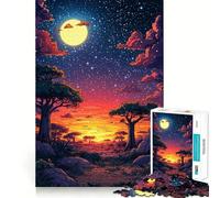 Rompecabezas Cielo Nocturno sobre la Sabana, 1000 Piezas, Rompecabezas para Adultos, Regalos, Juego de Pensamiento, Ocio, Diversión, Calidad, Borde, Encantador Regalo (38x52cm)