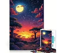 Rompecabezas Cielo Nocturno sobre la Sabana de 1000 Piezas para Adolescentes Juguete de Habilidad para un Momento de Tranquilidad Corte preciso Regalo increíble (38x26cm)