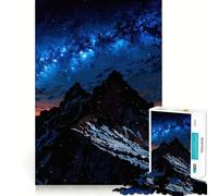 Rompecabezas Cielo Nocturno sobre montañas Nevadas para Adolescentes 1000 Piezas Juguete para desarrollar la Habilidad y la concentración Juego Relajante Corte preciso Regalo de Papá Noel (38x26cm)
