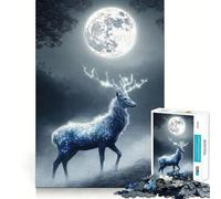 Rompecabezas Ciervo Místico bajo la Luz de la Luna para Adolescentes, 1000 Piezas, Juguete de lógica Resistente, diversión compartida, Bordes Transparentes, Regalo Encantador (50x75cm)
