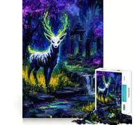 Rompecabezas Ciervo místico en un Bosque Encantado para Adolescentes, 1000 Piezas, Think Toy, diversión Relajante, Arte de Corte Limpio, Coleccionable (50x75cm)