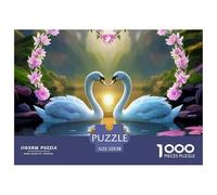 Rompecabezas Cisne 1000 Piezas Papel Reciclado - Cisne Guirnalda Rosa, Adultos, Antiestrés, Decoración Pared 52x38cm