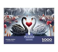Rompecabezas Cisne 1000 Piezas para Adultos - Cisne Blanco Negro Amor, Antiestrés, Regalo Hogar 70x50cm