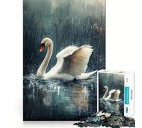 Rompecabezas Cisne bajo la Lluvia para Adultos, 1000 Piezas, Think Smart Toy, vínculo Familiar, Corte preciso, Regalo de Temporada 38x26cm
