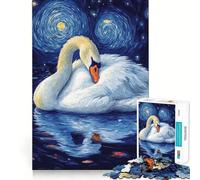 Rompecabezas Cisne bajo la Noche Estrellada para Adultos, 1000 Piezas, Juguete Que desafía la Mente, diversión silenciosa, Corte preciso, decoración de Pared 50x75cm