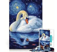 Rompecabezas Cisne bajo la Noche Estrellada para Adultos, 1000 Piezas Piensa en un Juguete Inteligente para el hogar Disfruta de un Corte preciso Decoración de Pared 38x52cm