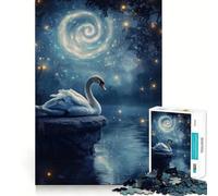 Rompecabezas Cisne bajo una Luna Remolino para Adultos, 1000 Piezas, Juguete para ejercitar la Mente, diversión Tranquila, Corte preciso, decoración de Pared 50x75cm