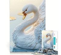 Rompecabezas Cisne Blanco en el Agua 1000 Piezas Juguete de Construcción Focus Ensamblaje Firme y Seguro Juguete de Entretenimiento para Interiores (38x52cm)