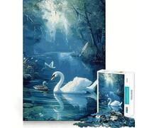 Rompecabezas Cisne en el Bosque, 1000 Piezas para Adultos, Juguete para ejercitar la Mente, Momento de Paz, Arte de Corte nítido, Coleccionable 38x26cm