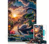 Rompecabezas Cisne en el Lago Divino, 1000 Piezas para Adolescentes Juego de ingenio, Tiempo de Paz, 38x26cm