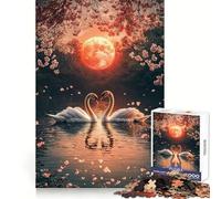 Rompecabezas Cisnes bajo la Luna de Sangre para Adolescentes, 1000 Piezas, Juguete de Lógica, Divertido y Calma, Bordes Lisos, Regalo de Cumpleaños 50x75cm
