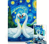Rompecabezas Cisnes bajo la Noche Estrellada, 1000 Piezas para Adultos, Juguete Inteligente para Jugar en Interiores, Corte preciso, Bonito Regalo 38x52cm