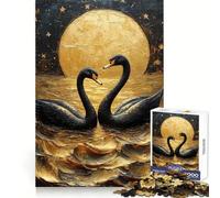Rompecabezas Cisnes Negros bajo la Luna Dorada para Adolescentes, 1000 Piezas, Entrenamiento Mental, Entretenimiento Tranquilo, Ajuste Perfecto, Regalo Creativo (38x52cm)
