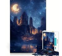 Rompecabezas Ciudad en ruinas bajo el Cielo Nocturno para Adultos, 1000 Piezas, Juego Mental, Juguete para aliviar la ansiedad, Arte de Corte preciso, Coleccionable (50x75cm)