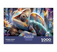 Rompecabezas Clásico 1000 Piezas Camaleón, Lagarto Multicolor, Adultos, Cartón Reciclado, Desarrollo Cognitivo, Lógica, Descanso Oficina, Ocio Interior, 38x26cm