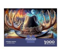 Rompecabezas Clásico 1000 Piezas Sombrero Fedora, Gorra Fantasía Decorada, Adultos, Cartón Reciclado, Desarrollo Cognitivo, Lógica, Descanso Oficina, Ocio Interior, 38x26cm