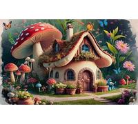 Rompecabezas clásico de 1000 piezas de setas, hadas, hadas, hadas, casas, rompecabezas difícil, con impresionantes y coloridas obras de arte