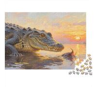 Rompecabezas Cocodrilo De 1000 Piezas para Adultos, Rompecabezas Lógico Río al Atardecer Adultos, Juego Familiar Regalos Creativos 1000pcs (75x50cm)