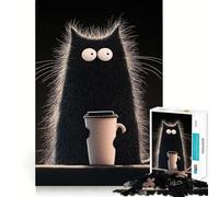 Rompecabezas Coffee Cat para Adultos, 1000 Piezas, Juego recreativo, patrón de conexión Limpia, para armar, Adorno de Mesa (38x52cm)