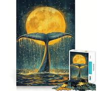 Rompecabezas Cola de Ballena Bajo la Luna 1000 Piezas para Adultos Juego Divertido y fácil de armar Ideal para divertirse en Familia Actividad Nocturna (50x75cm)