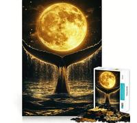 Rompecabezas Cola de Ballena bajo la Luna Llena 1000 Piezas Juego cognitivo Divertido Troquelado de Alta precisión aliviar el estrés (38x52cm)