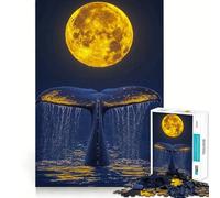 Rompecabezas Cola de Ballena bajo la Luna Llena 1000 Piezas Juguete Creativo componentes Resistentes y de Corte Limpio Ideal para Viajar Juego Mental Regalo (38x52cm)