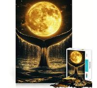 Rompecabezas Cola de Ballena Bajo la Luna Llena 1000 Piezas para Adultos Juego Divertido Ensamblaje Firme y Seguro Actividad Divertida para la Noche en Familia (38x26cm)