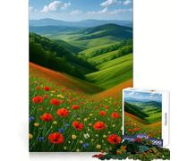Rompecabezas Colinas onduladas con Amapolas de 1000 Piezas para Adultos Fortalece la Memoria, Calma la Mente, cálida Sorpresa (50x75cm)