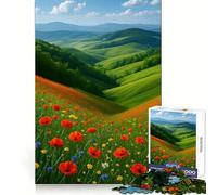 Rompecabezas Colinas onduladas con Amapolas para Adolescentes, 1000 Piezas, Juguete Inteligente para aliviar el estrés, Borde Afilado, Regalo de cumpleaños (38x52cm)