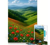 Rompecabezas Colinas onduladas con Amapolas para Adolescentes, 1000 Piezas, Juguete Inteligente para aliviar el estrés, Borde Afilado, Regalo de cumpleaños (38x52cm)