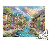 Rompecabezas Colorful Chinese Street with Snail Decorations 1000 Piezas Adultos Pueblo Montaña Río Globos Premium Grueso Resistente Vibrante Desafiante Alivio Estrés Regalo 52x38cm/1000pzs