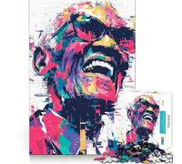 Rompecabezas Colorido con Retrato de Ray Charles para Adolescentes, 1000 Piezas, Juguete para desarrollar la Habilidad y la concentración, Corte preciso, (38x52cm)