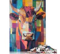 Rompecabezas colorido con retrato de vaca, 1000 piezas, rompecabezas de papel para adultos y desafíos familiares, 1000 piezas (75 x 50 cm)