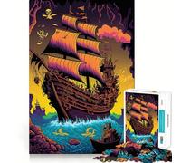 Rompecabezas Colorido de 1000 Piezas con diseño de Barco Pirata para Adolescentes Juguete de lógica Resistente Juego de Escape Tranquilo Bordes Transparentes Regalo de cumpleaños (38x52cm)