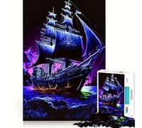 Rompecabezas Colorido de 1000 Piezas con diseño de Barco Pirata para Adultos Juguete para el hogar Disfrute de un Corte Fino Regalo Ideal para Navidad (38x26cm)