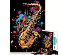 Rompecabezas Colorido de 1000 Piezas con Forma de saxofón para Adolescentes Juguete de lógica sólida, diversión Tranquila, Corte preciso, Regalo increíble (38x52cm)