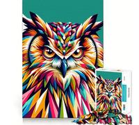 Rompecabezas Colorido de Arte Pop con Forma de búho de WPAP, 1000 Piezas para Adultos, Juguete cognitivo, Tiempo de unión, patrón de ensamblaje, artículo de Deseo de Papá Noel (38x26cm)