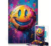 Rompecabezas Colorido de Cara Sonriente para Adolescentes, 1000 Piezas, Juguete de lógica Mental, Alivio del estrés, Corte Firme, Regalo de Papá Noel 38x26cm