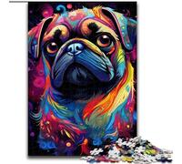 Rompecabezas Colorido de Pug de 1000 Piezas para Adolescentes, Juegos Familiares y Actividades en casa, Regalo de cumpleaños y Viaje (26x38cm)