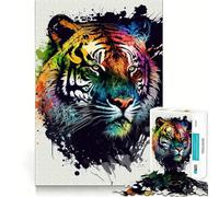 Rompecabezas Colorido de Tigre de 1000 Piezas para Adultos Rompecabezas de Memoria Disfrute del Montaje Lento de la Imagen Regalo Creativo 38x52cm