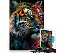 Rompecabezas Colorido de Tigre de 1000 Piezas para Adultos Rompecabezas de Memoria Disfrute del Montaje Lento de la Imagen Regalo Creativo 38x26cm