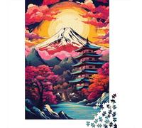 Rompecabezas Colorido del Monte Fuji de Japón, Juguete Relajante, Rompecabezas Rectangular de Papel para niño o niña, 1000 Piezas (38 x 26 cm)