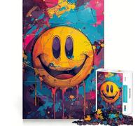 Rompecabezas Coloridos con Caras sonrientes y Divertidas para Adultos, 1000 Piezas Fortalece la Memoria Divertido y Relajante Bordes de Calidad Un Regalo Encantador 38x26cm