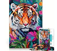 Rompecabezas Coloridos con diseño de Tigre, 1000 Piezas para Adultos Mejora la Memoria, relaja la Mente, Bordes precisos, Lista de Deseos de Santa Claus 38x26cm