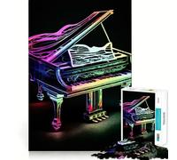 Rompecabezas Coloridos de Piano para Adolescentes, 1000 Piezas Fortalece la Memoria Pasatiempo Tranquilo Borde de Calidad Regalo Festivo (38x26cm)