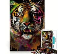 Rompecabezas Coloridos de Tigre de 1000 Piezas para Adolescentes Juguete de lógica Resistente Actividad para el hogar Bordes Transparentes Regalo Ideal 50x75cm