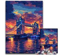 Rompecabezas Coloridos del Puente de la Torre de Londres de 1000 Piezas para Adultos. Rompecabezas imposibles para Adultos Navidad,Halloween,Pascua y Año Nuevo. 26x38cm